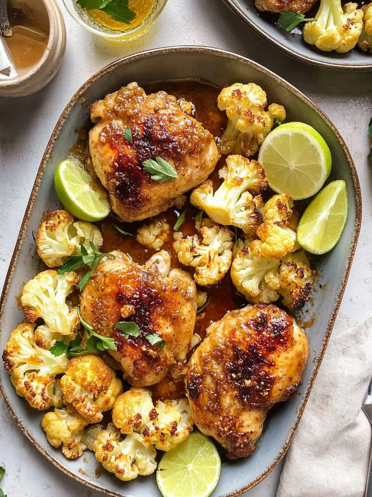 Sheet Pan Honey Garlic Chicken and Cauliflower: Dinner Done Right 4 Sheet Pan Honey Garlic Baked Chicken and Cauliflower