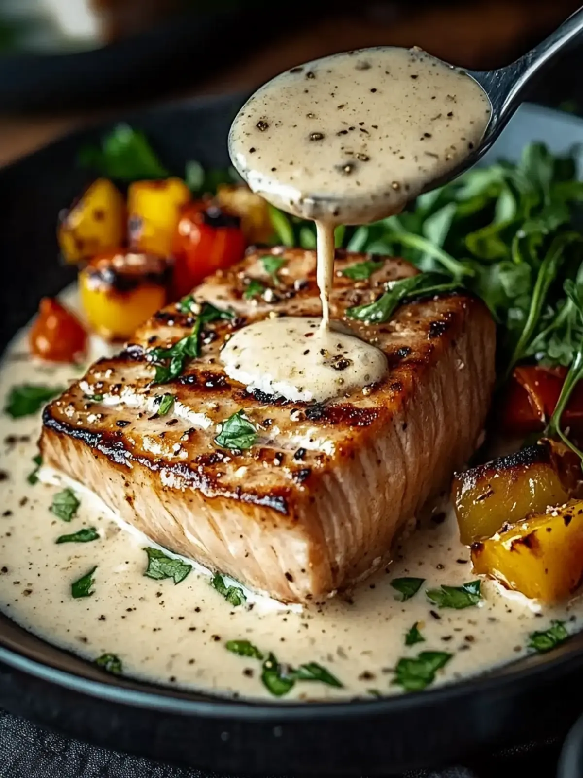 Tuna Steaks with Creamy Garlic Sauce for a Fancy Weeknight Delight 2 Tuna Steaks with Creamy Garlic Sauce