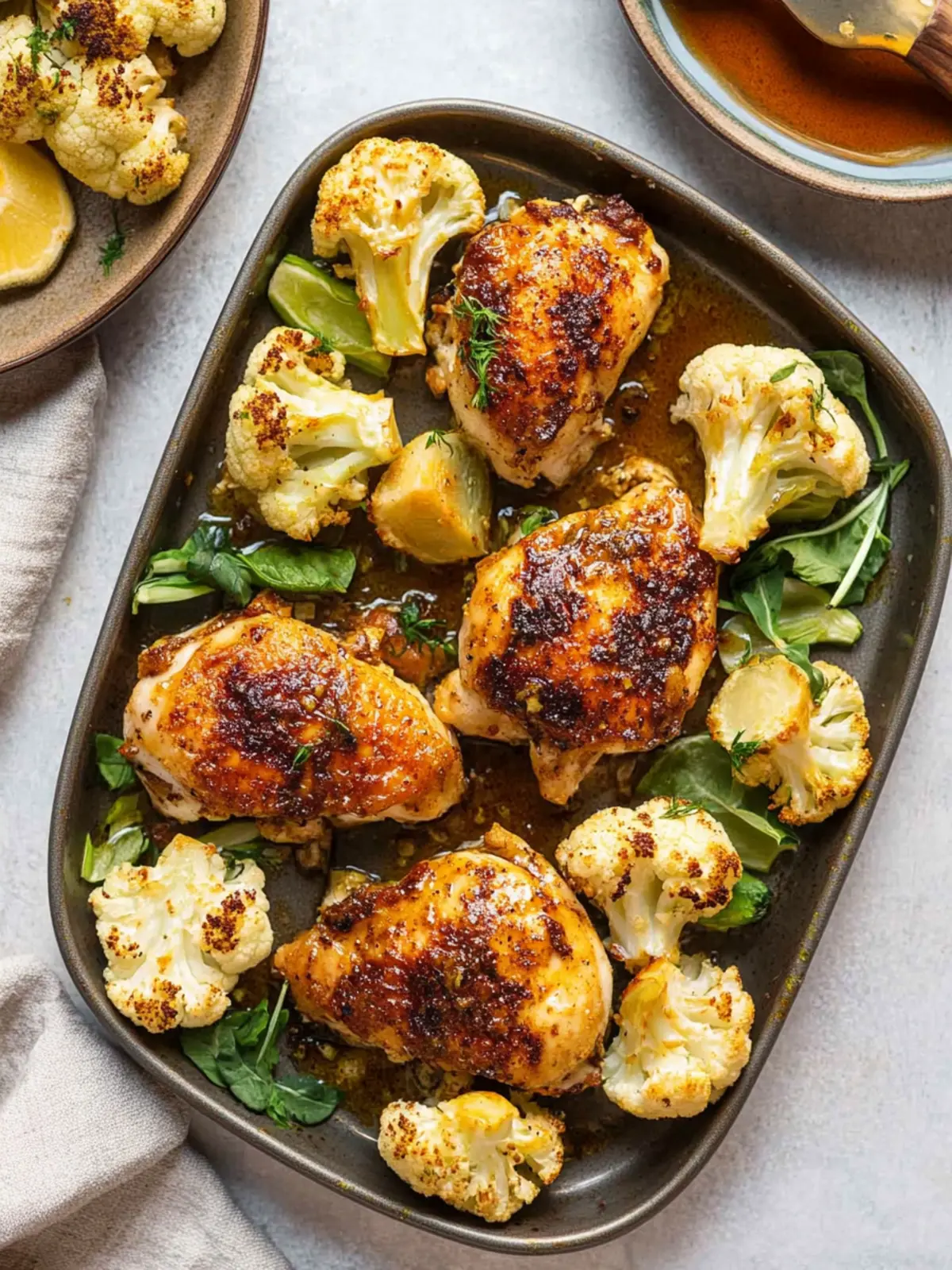 Sheet Pan Honey Garlic Chicken and Cauliflower: Dinner Done Right 2 Sheet Pan Honey Garlic Baked Chicken and Cauliflower