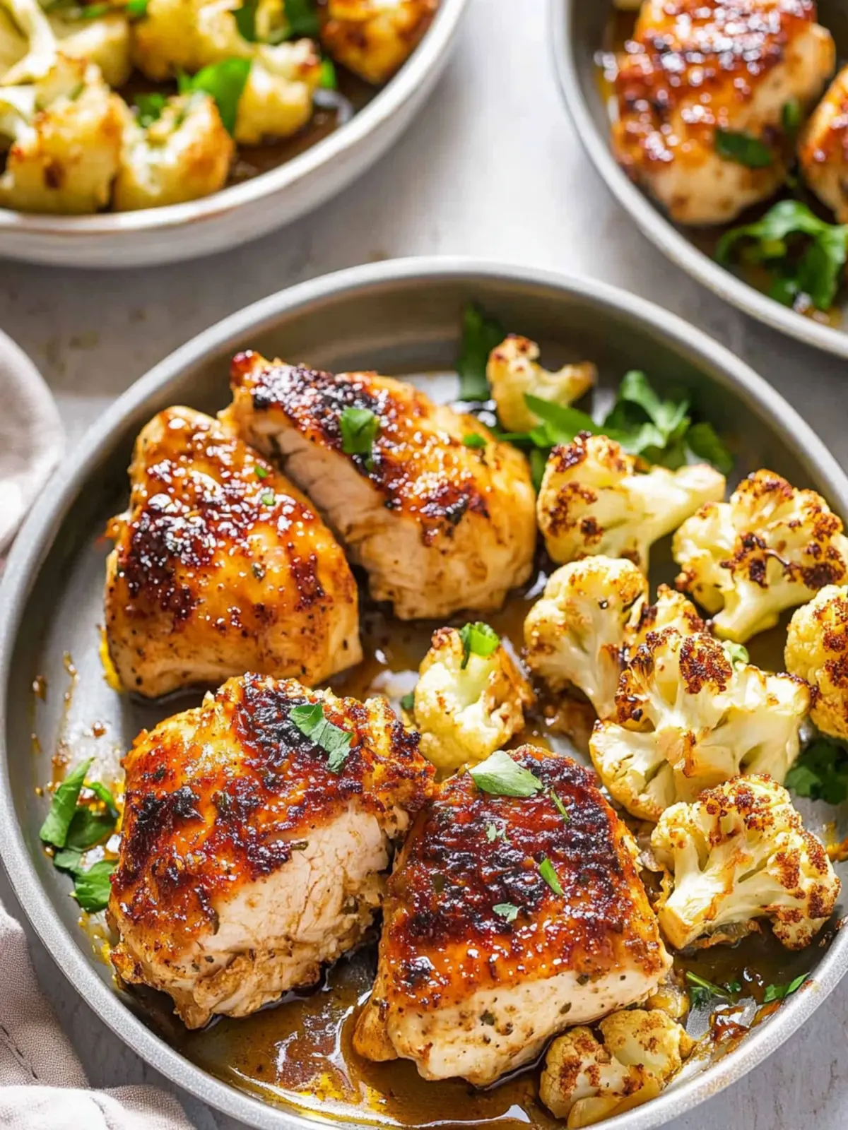 Sheet Pan Honey Garlic Chicken and Cauliflower: Dinner Done Right 3 Sheet Pan Honey Garlic Baked Chicken and Cauliflower