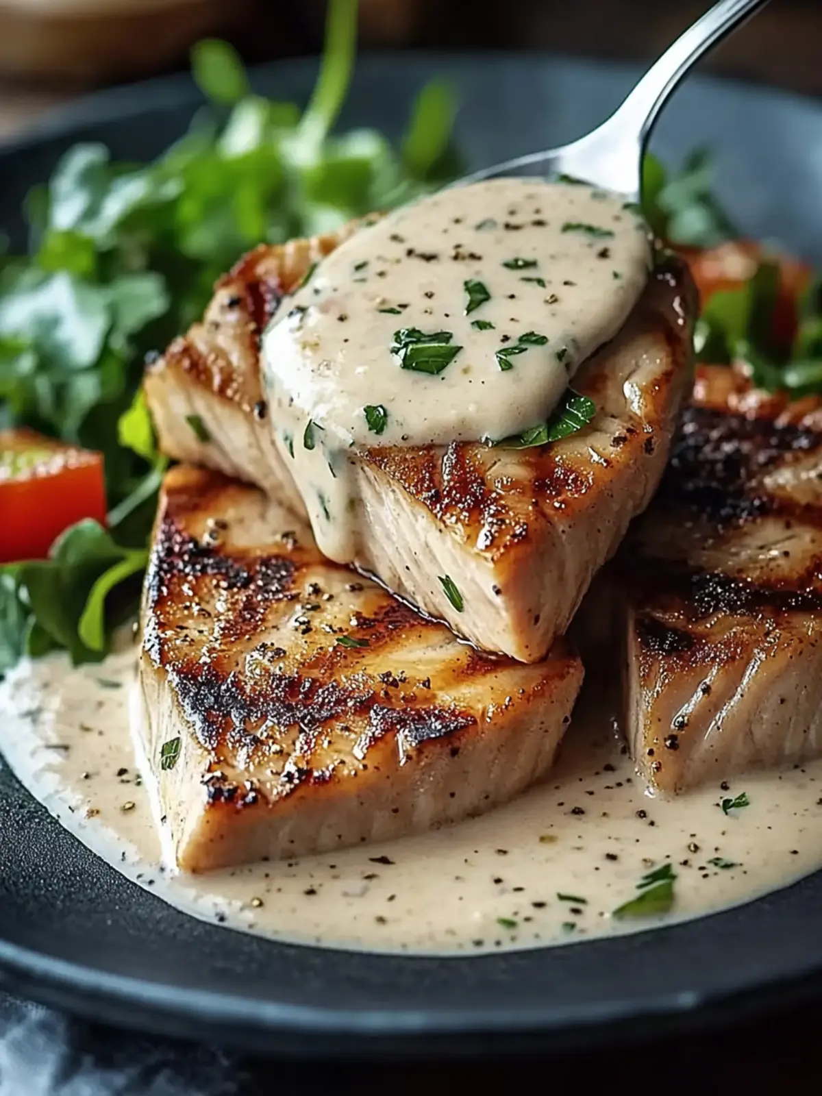 Tuna Steaks with Creamy Garlic Sauce for a Fancy Weeknight Delight 4 Tuna Steaks with Creamy Garlic Sauce