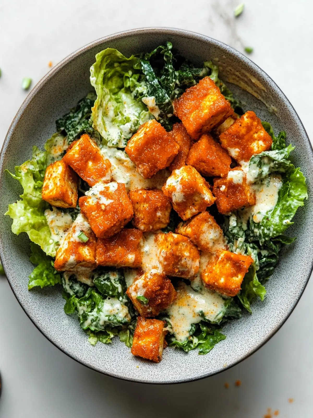 Crispy Buffalo Tofu with Caesar Salad for a Flavorful Feast 4 Crispy Buffalo Tofu with Caesar Salad