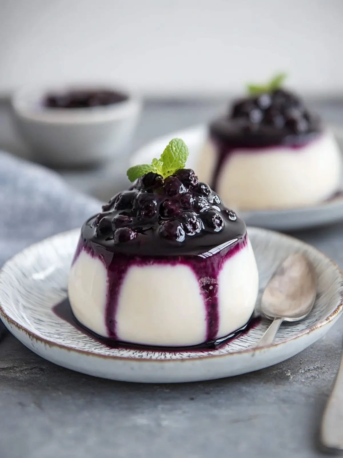 Vegan Coconut Panna Cotta with Blueberry Bliss Topping 3 Coconut Panna Cotta with a Blueberry Topping