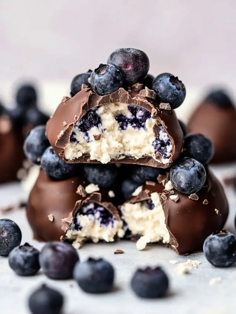 Chocolate Dipped Blueberry Cottage Cheese Clusters