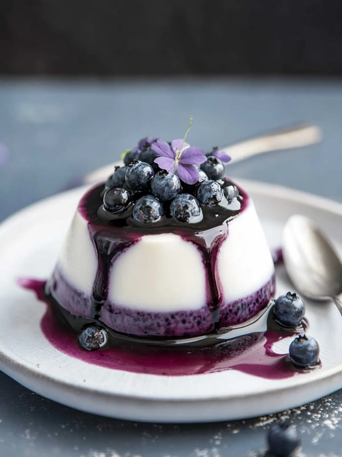Vegan Coconut Panna Cotta with Blueberry Bliss Topping 2 Coconut Panna Cotta with a Blueberry Topping
