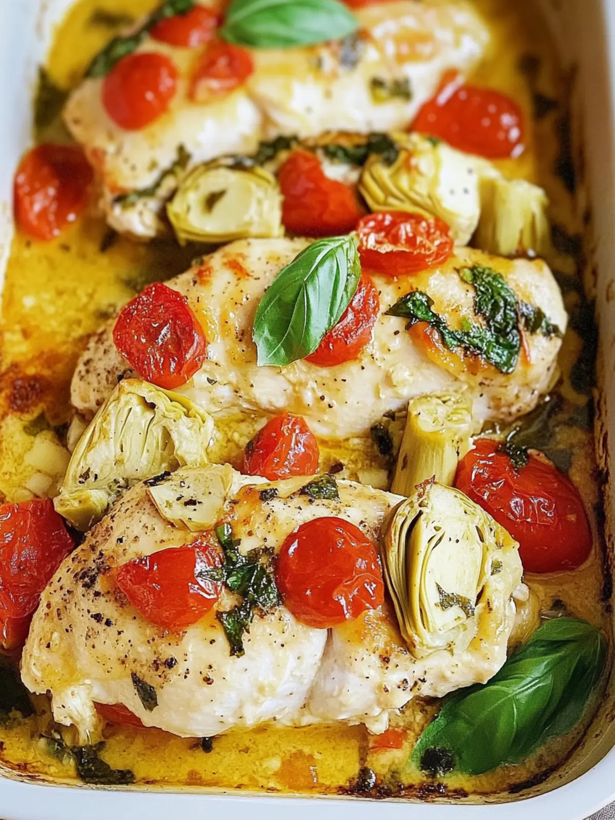 Tomato Basil Artichoke Baked Chicken: A Mediterranean Delight 4 Tomato Basil Artichoke Baked Chicken