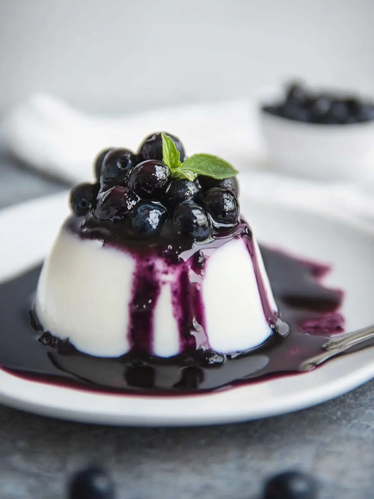 Vegan Coconut Panna Cotta with Blueberry Bliss Topping 4 Coconut Panna Cotta with a Blueberry Topping