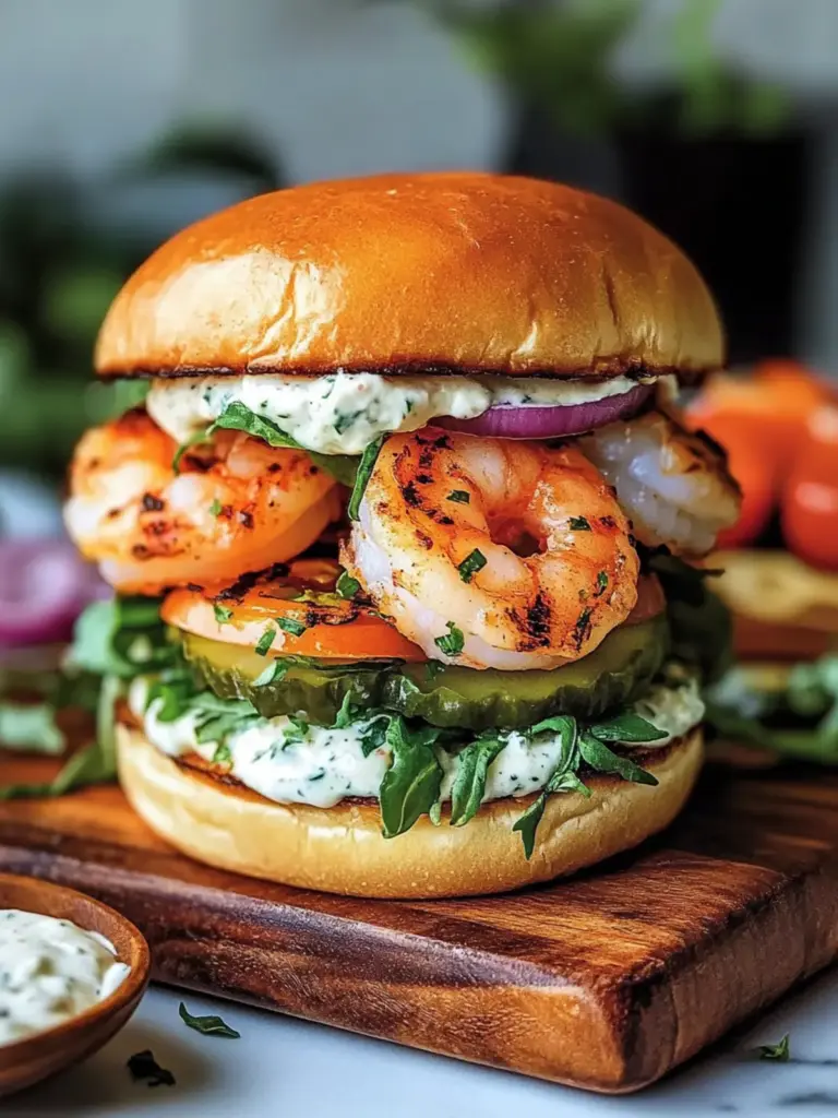Homemade Grilled Shrimp Burger