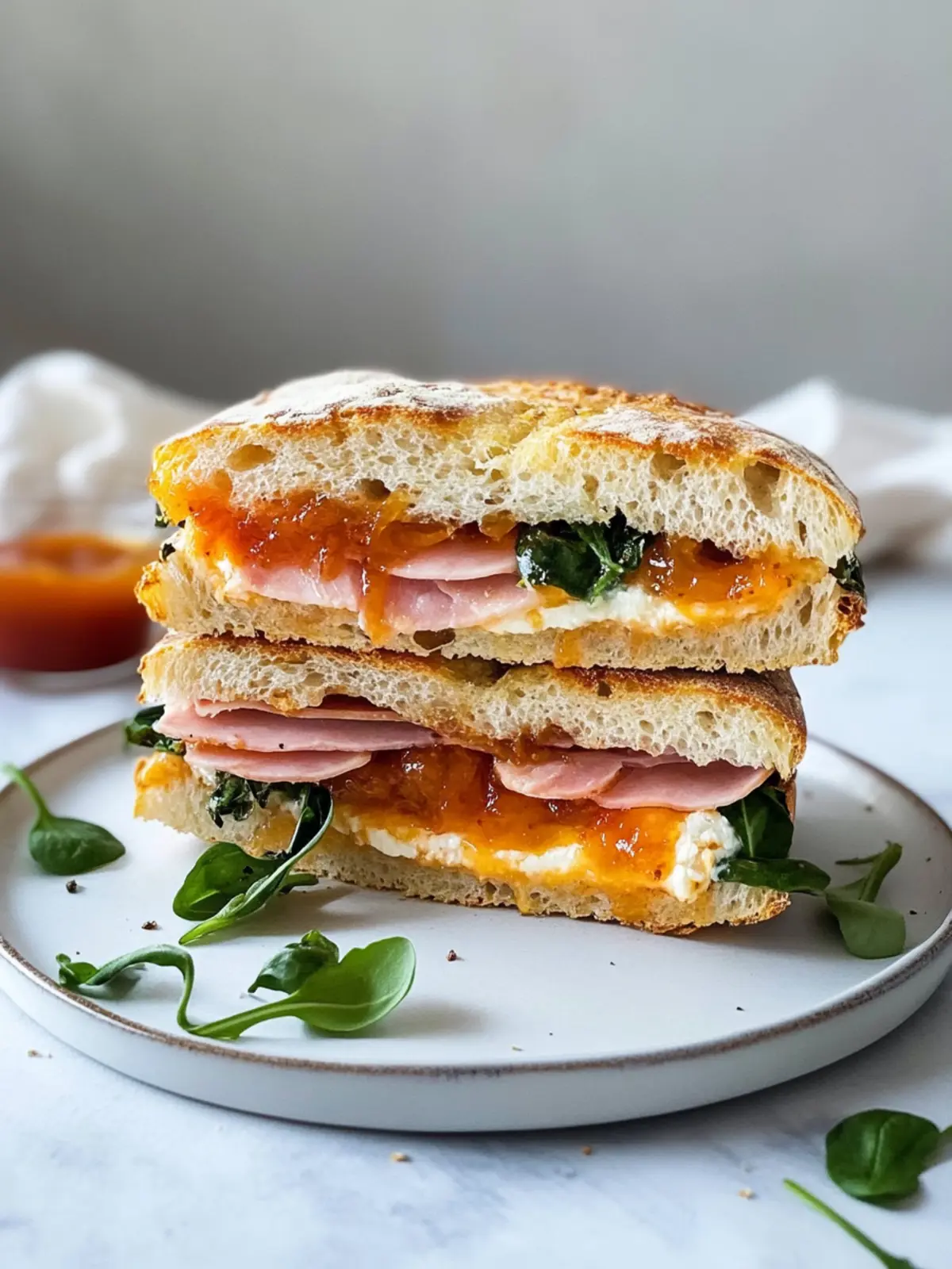 Goat’s Cheese and Ham Focaccia Sandwich with Apricot Jam Bliss 5 Goat’s Cheese and Ham Focaccia Sandwich with Apricot Jam